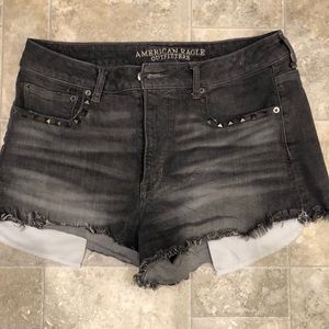 AEO Black Denim Hi Rise Shorts